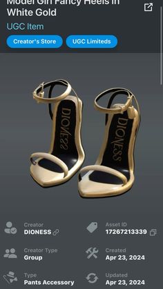 a pair of gold shoes is shown on the app store's mobile page, which displays