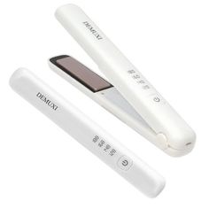 [2 in 1 Hair Straightener and Curle] The high quality ceramic heating plates heat up quickly and evenly, professional mini hair straightener delivers smoothing results on the go. The portable flat iron working to help you achieve super-sleek, straight hair, polished curls or cascading waves. [3D Floating Heating Plate] Can adjust the degree of compression of the hair during the styling process, so that the hair slides into the splint instead of being pulled, which protects the hair from damage a Wireless Hair Straightener, Good Flat Irons, Portable Straightener, Heat Protection For Hair Flat Irons, Conair Flat Iron, Travel Straightener, Travel Flat Iron, Cold Hair, Hair Bang