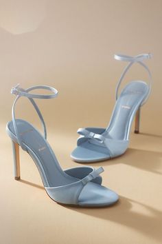 Open Toed Wedding Shoes, Wedding Shoes Light Blue, Tissimum Orchid Heels, Elegant Bride Shoes, Something Blue Wedding Shoes, Classy Heels Elegant, Black Heels Wedding, Bow Heels Wedding, Blue Wedding Heels