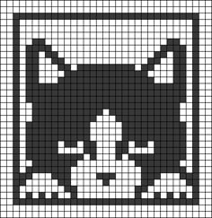 a cross stitch pattern with a black and white image of a cat in a frame