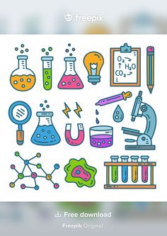 an image of science related items on a white background with the text freepik