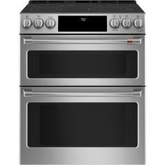 two ovens side by side on a white background