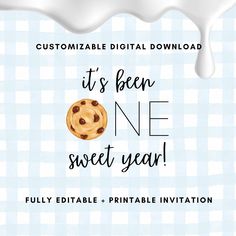 it's been one sweet year fully editable and printable birthday party card