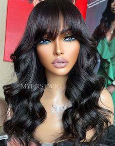 Sew In With Bangs, Wavy With Bangs, Melted Lace, 4x4 Closure Wig, Wavy Wig With Bangs, Glueless Wig, Wavy Wig, Short Straight Hair, Wig With Bangs