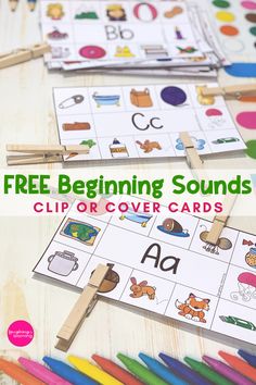 the free beginning sounds clip or cover cards are perfect for preschoolers to practice letter recognition