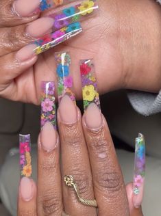 Garden Nails Acrylic, Bright Acrylic Nails, Grow Long Nails, Garden Nails, Luminous Nails, Long Acrylic Nail Designs, Nails Design With Rhinestones, Work Nails, Nail Photos