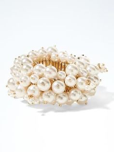 Accessories for a Short Wedding Dress / classic chic pearl cuff from Banana Republic Spring Gold Bracelet Jewelry, Gold Bracelet Jewelry For Spring, Gold Spring Bracelet, Elegant Spring Beaded Jewelry, Chic Spring Wedding Jewelry, Chic Gold-tone Bracelets For Party, Chic Spring Bangle Jewelry, Elegant Spring Party Bracelets, Spring Wedding Metal Bracelets