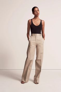 Wide Leg Pant | Another Tomorrow Classic Trousers, High Waist Fashion, Full Look, Wide Leg Pant, Skirt Top, Deep V, Wide Leg Pants, Dresses For Sale, Casual Looks