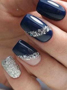 50+ Cute winter nails acrylic coffin short, winter nail designs and other winter nail art designs: Navy Blue Winter Nails Sparkle | If you’re looking for cute winter nail ideas acrylic, such as winter nail colors 2020, you’ll love these classy winter nail designs Christmas, cute Christmas nails, winter nails acrylic simple and winter nails acrylic short. #winternails #winternaildesigns #winternailart #winternailsacrylic #winternailsacryliccoffin #christmasnails #bluenails #bluewinternails Ombre Nail Design, Navy Blue Nails, Winter Nails Acrylic, Smink Inspiration, Makijaż Smokey Eye, White Nail, Nail Styles, Winter Nail Designs, Gradient Nails