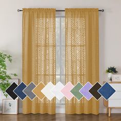 PRICES MAY VARY. Basic Information: Each panel measures 42 inch wide by 84 inch long (1.5" header not include). Total of two (2) panels - 84" inch Wide x 84" inch long with top dual rod pockets design is easy to attach and hang, makes the sheer curtains drape perfectly and beautifully over your windows. They provide a elegant look that enhances any room's decor. Perfect for those seeking a semi-sheer, light filtering option. Light Filtering: Crafted from semi-sheer fabric, these semi sheer curta Curtains For Boho Bedroom, Mustard Curtains Bedroom, Mid Century Curtains Living Room, Bright Curtains Living Room, Mid Century Modern Curtains Living Rooms, Mustard Yellow Curtains Living Room, Curtains Instead Of Closet Doors, Modern Boho Curtains, Mcm Curtains