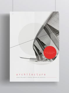 an architectural brochure is hanging on the wall with red circle in it's center