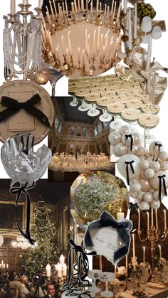 a collage of photos with candles and decorations