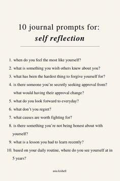 an image of a poem with the words'10 journal prompts for self reflection '