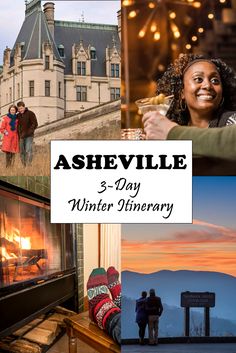 a collage of photos with the words ashsville 3 - day winter winery