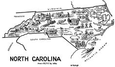 a black and white map of the state of north carolina with all its roads labeled