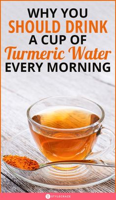 a cup of tumericic water with the words why you should drink it