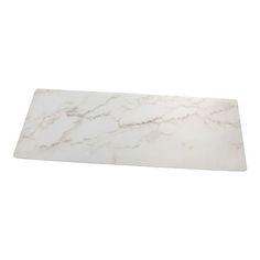 a white marble cutting board on a white background