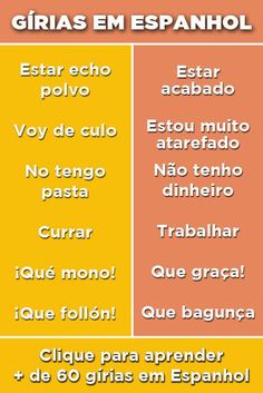 the spanish words are in different colors and sizes, including oranges, yellows, and