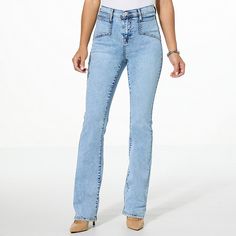 DG2 by Diane Gilman New Classic Denim Bootcut Jean with Pocket Detail  There's nothing routine about this playful pair of jeans from Diane Gilman. In a classic slim-through-the-leg yet flared-at-the-hem bootcut fit, these new classic stretch denim jeans boast classic, figure-flattering appeal and stylishly angled pockets. Non-stretch Medium Wash Jeans With Five Pockets, Stretch Jeans With Five Pockets And 5-inch Inseam, Non-stretch Medium Wash Jeans With Button Closure, Bootcut Jean, Draped Fabric, Premium Denim, Pocket Detail, New Classic, Bootcut Jeans