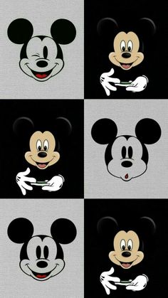 mickey mouse faces with different expressions on them