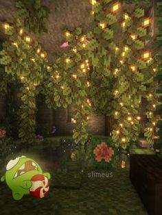 an image of a room with lights on the ceiling and plants growing in it's walls