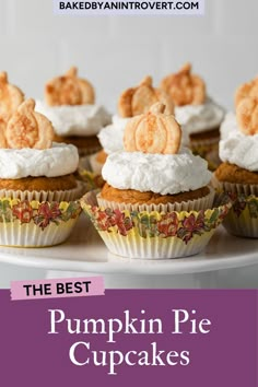 pumpkin pie cupcakes with whipped cream on top