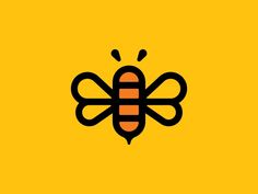 a yellow background with a black and orange bee on it's side, in the middle