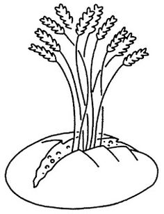 a drawing of some plants growing out of the ground with grass on top of it