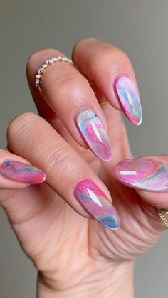 Ombre Nails With Art Designs, Colorful Cat Eye Nails, Dreamy Nail Designs, Gel Nails Summer 2024, Cat Eye Summer Nails, Nail Art 2024 Trends Summer, New Trending Nails 2024, Trend Nails 2024, Nails 2024 Summer