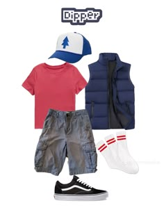 three pieces of clothing including a hat, shirt and shorts with the word dipp on it