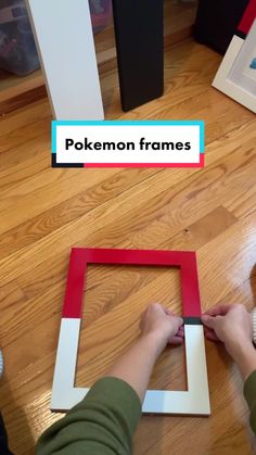 someone is making a frame out of paper and cardboard with the words pokemon frames on it