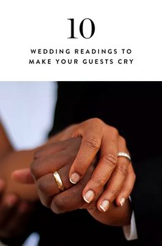 10 Non-Cheesy, Non-Religious Wedding Readings to Make Everyone at Your Ceremony Cry via @PureWow Spiritual Wedding Readings, Spiritual Wedding Ceremony Script, Poems For Wedding Ceremony Reading, Secular Wedding Readings, Catholic Wedding Readings, Ordained Minister, Ceremony Readings