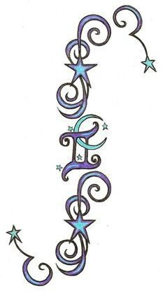 a tattoo design with stars and swirls