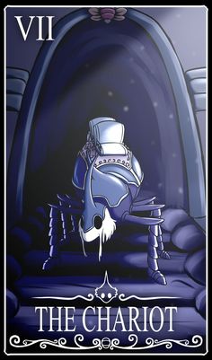 the chariot tarot card with an image of a man sitting on a chair in front of