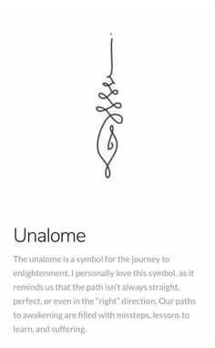 the symbol for unalome is shown in black and white