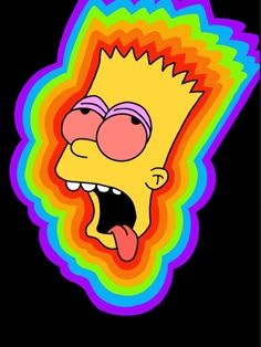 the simpsons face is painted in rainbow colors