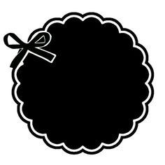 a black and white silhouette of a sheep with a bow on it's head