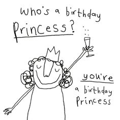 a cartoon drawing of a princess holding a wand with the words who's a birthday princess?