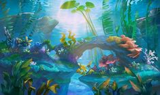 an underwater scene with fish and plants