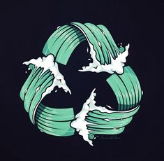 a green recycle with white swirls on it's sides in the shape of a recycling symbol