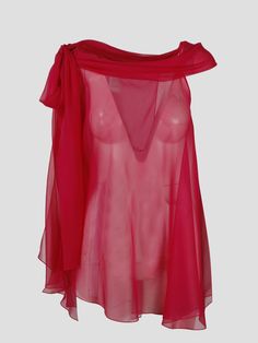 23 Style, Silk Chiffon Blouse, Valentino Red, Red Sunglasses, Embellished Gown, Red Blouse, Luxury Women Fashion, Sheer Chiffon, Alberta Ferretti