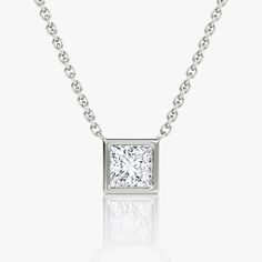 The Bezel Solitaire Necklace combines vintage-inspired detail and modern appeal together for a look that’s timelessly elegant. Jewellery Showroom, Princess Cut Gold, Princess Necklace, Bespoke Rings, Solitaire Necklaces, Accessories Jewelry Necklace, Bezel Diamond, Princess Cut Diamonds, Diamond Shapes