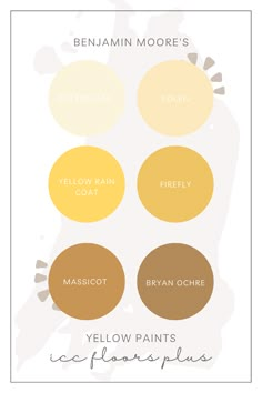 the color scheme for yellow paint is shown in three different colors, including white and brown