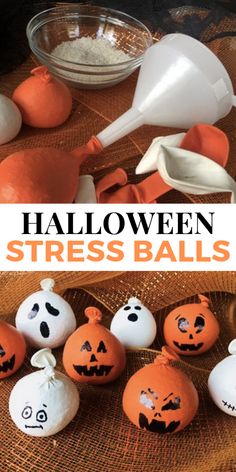 Halloween Craft - Halloween Stress Balls Halloween Kita, Halloween Pumpkin Diy, Halloween Class Party, Halloween Crafts Preschool, October Crafts, Fall Arts And Crafts, Halloween Classroom, Fun Halloween Crafts, Halloween Arts And Crafts