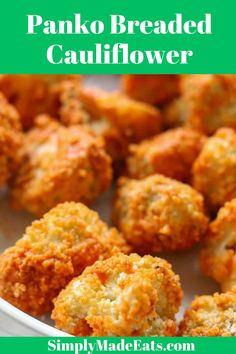 Panko breaded cauliflower with buffalo wing sauce. Cauliflower Balls Recipes, Oven Baked Cauliflower Wings, Califlower Recipes Bites, Cauliflower Oven Recipes, Buffalo Cauliflower Oven, Crunchy Cauliflower Bites, Breaded Cauliflower Fried, Cauliflower Bites Recipes, Cauliflower Bites Baked