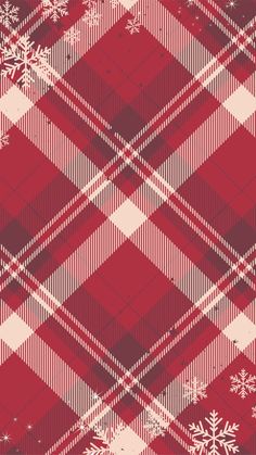 a red and white plaid pattern with snowflakes on the bottom, as if for christmas