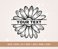 a flower with the word your text on it in black and white, surrounded by stars