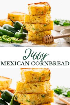 mexican cornbread stacked on top of each other