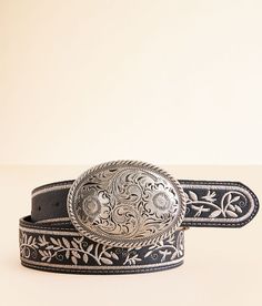 "BKE Embroidered Western Belt - Black X-Large, Women's Black Faux leather 1 1/2" belt. 100% Polyurethane. Apparel & Accessories" Western Buckle Belt, Mexican Belts, Mexican Belt, Goth Western, Western Buckles, Women's Belts, Western Belt, Western Belts, Fall Fits