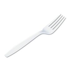 a white plastic fork on a white background